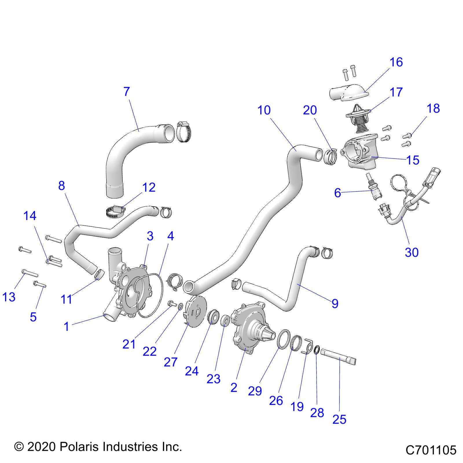 MOTEUR POMPE A EAU ET BYPASS POUR RZR S4 1000 2020 Esprit POLARIS