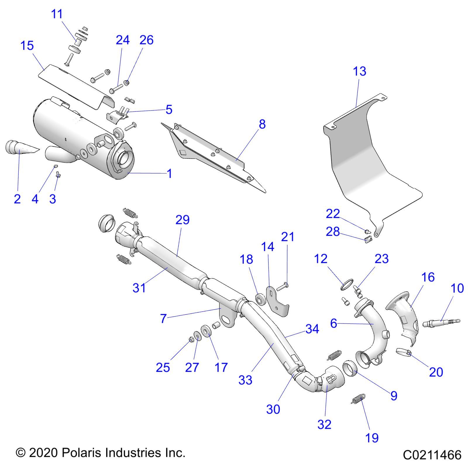 MOTEUR ECHAPPEMENT POUR SPORTSMAN 570 6X6 EURO 2021 Esprit POLARIS