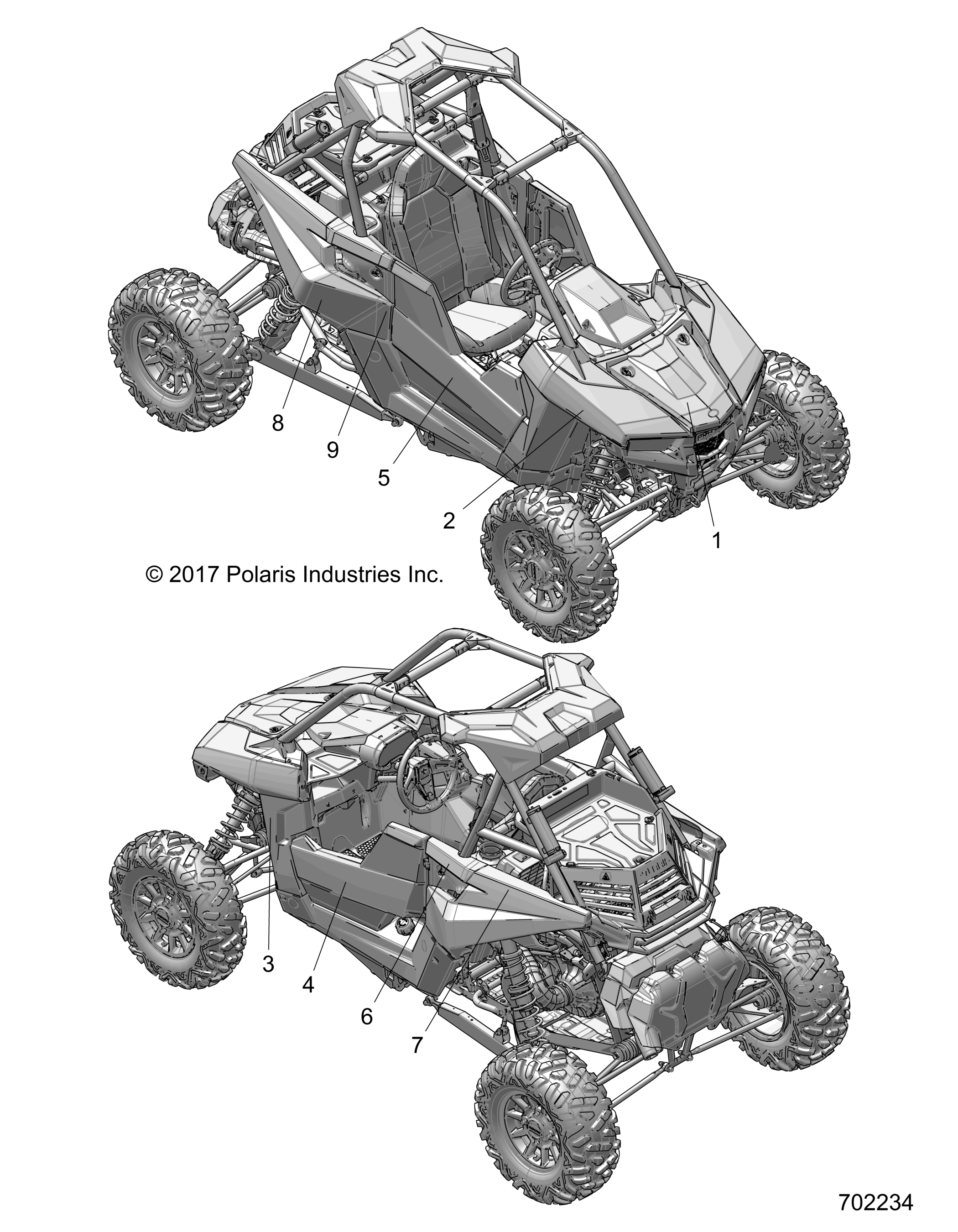 CARROSSERIE AUTOCOLLANTS POUR RZR XP TURBO 2016  la  référence POLARIS QUAD et SSV