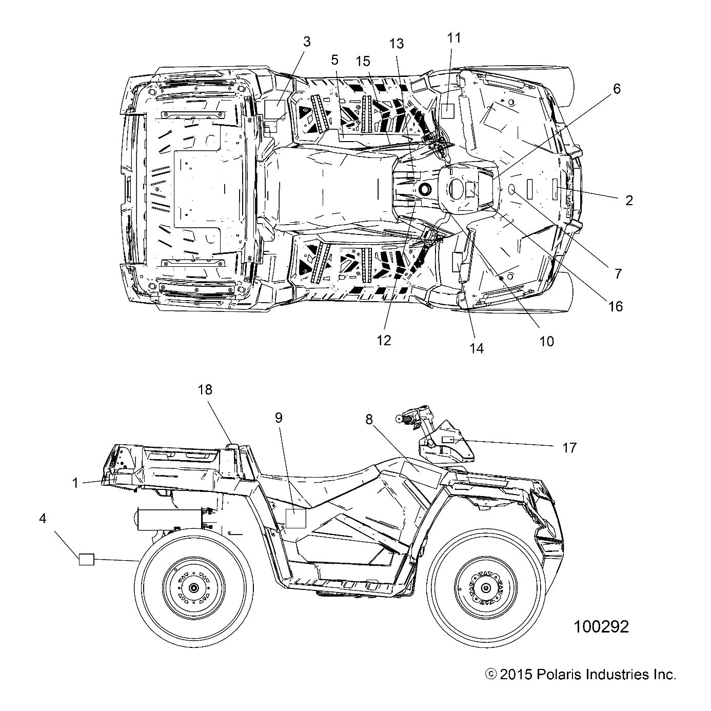 CARROSSERIE AUTOCOLLANTS POUR SPORTSMAN 570 EPS UTE QUAD 2016