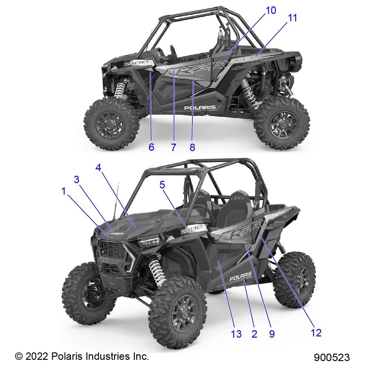 CARROSSERIE AUTOCOLLANTS DESIGN POUR RZR XP 1000 PREMIUM R01 2023