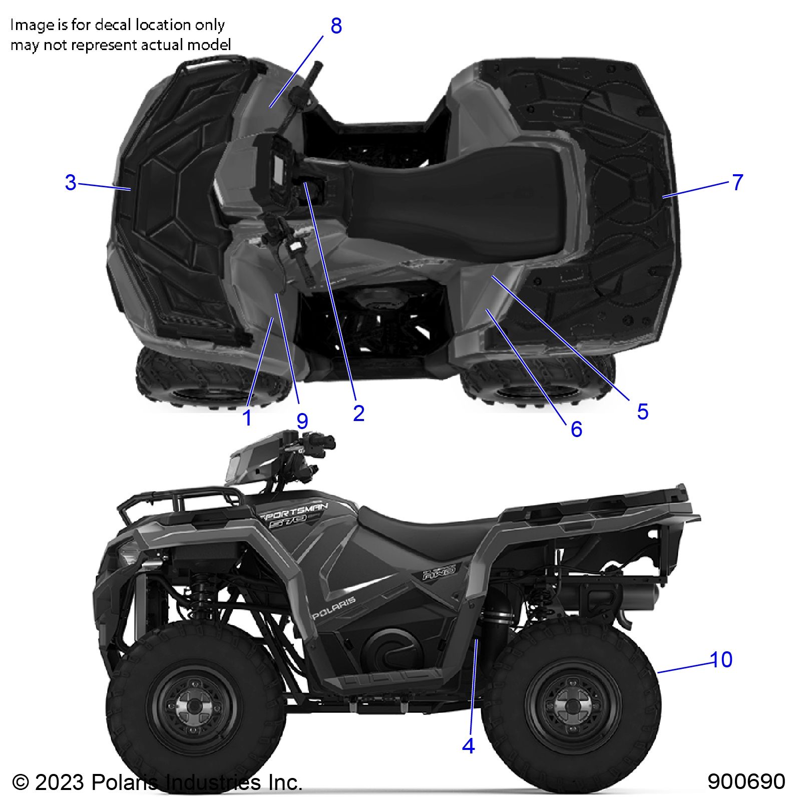 CARROSSERIE AUTOCOLLANTS GENERAL POUR SPORTSMAN 570 EPS 2023