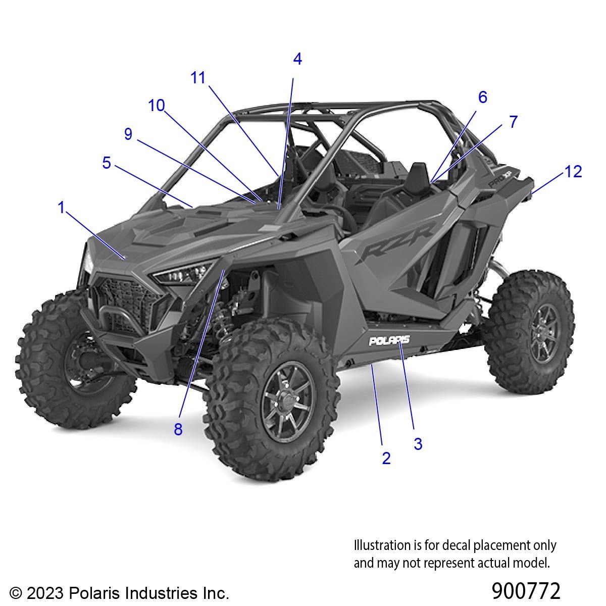 CARROSSERIE AUTOCOLLANTS STANDARD POUR RZR PRO XP SPORT CA 2021