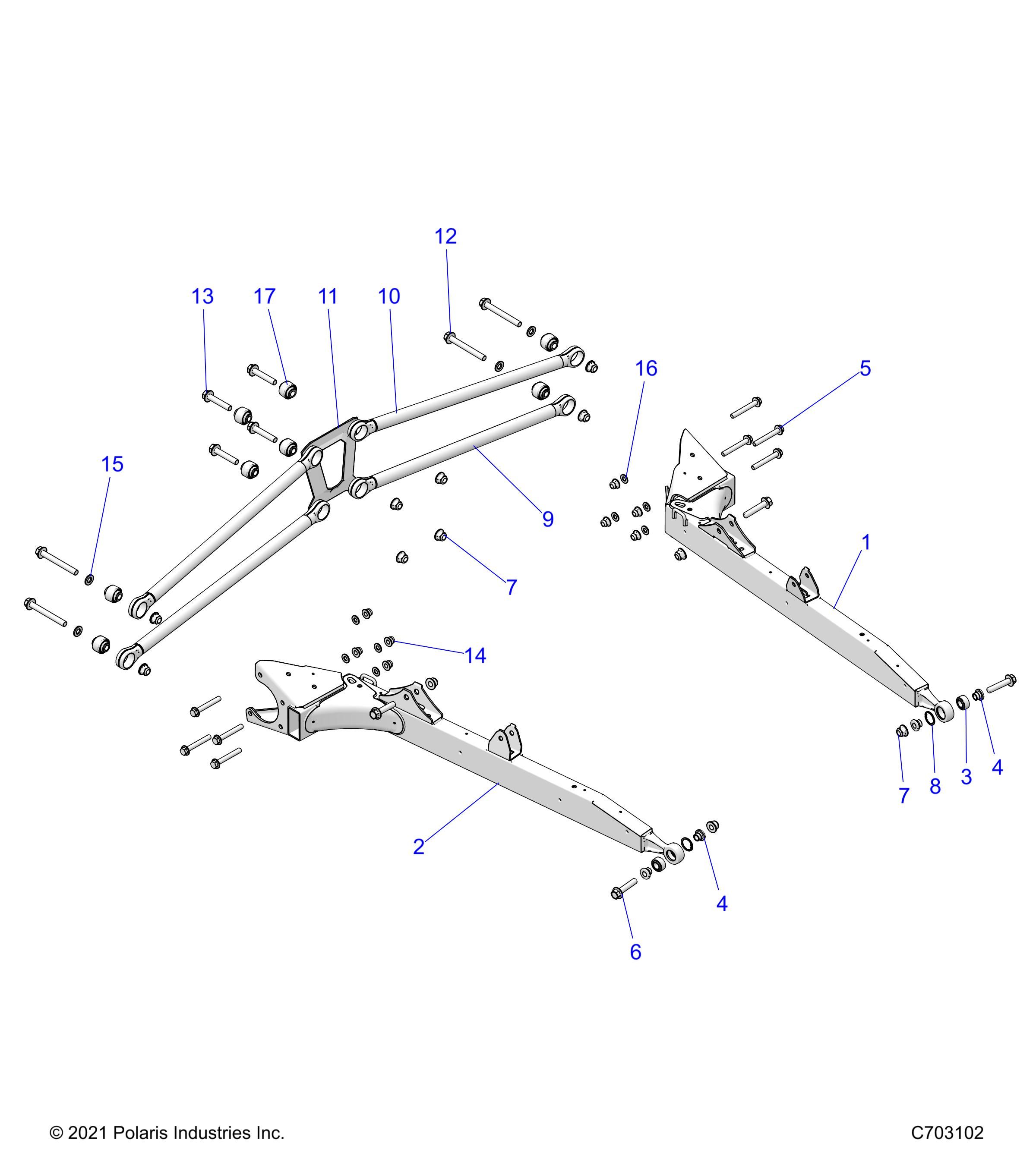 SUSPENSION REAR CONTROL ARMS POUR RZR XP 4 1000 PREMIUM EVAP R01 2024