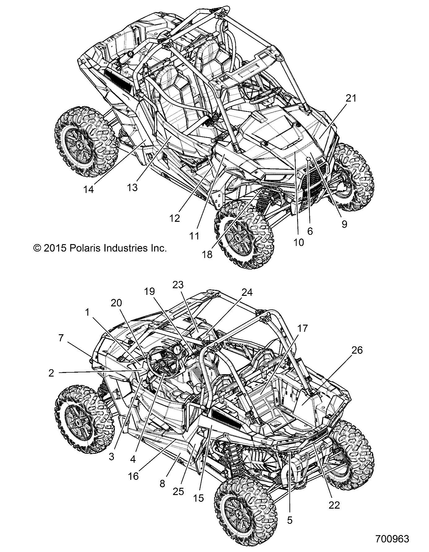 CARROSSERIE AUTOCOLLANTS POUR RZR XP TURBO 2016  la  référence POLARIS QUAD et SSV