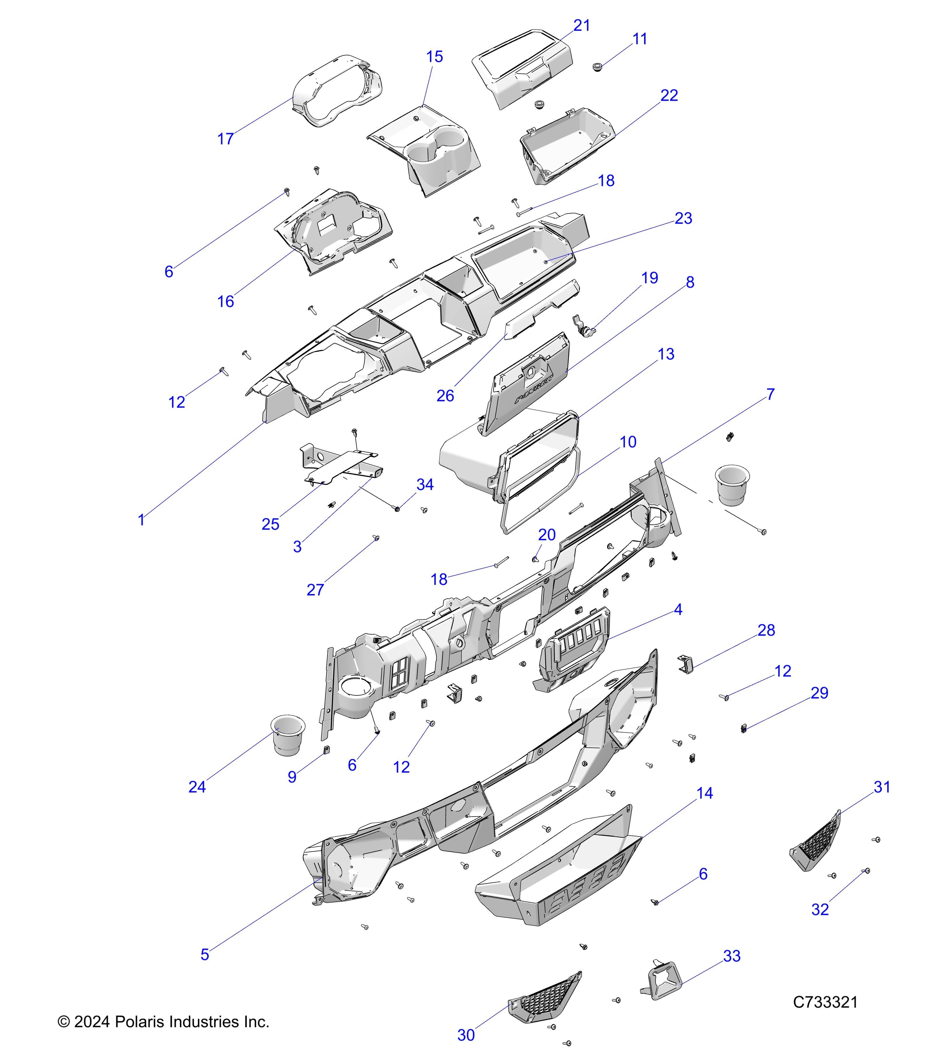 CARROSSERIE TABLEAU DE BORDS POUR RANGER XP 1000 PS HD 2025