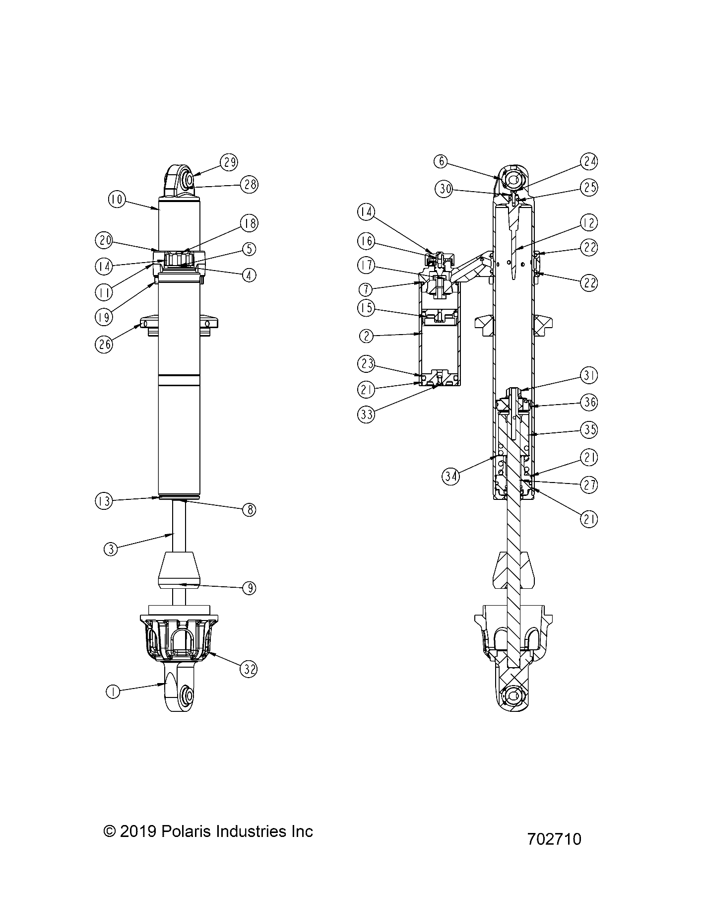 SUSPENSION FRONT SHOCK INTERNALS POUR GENERAL XP4 1000 PREMIUM R02 2023