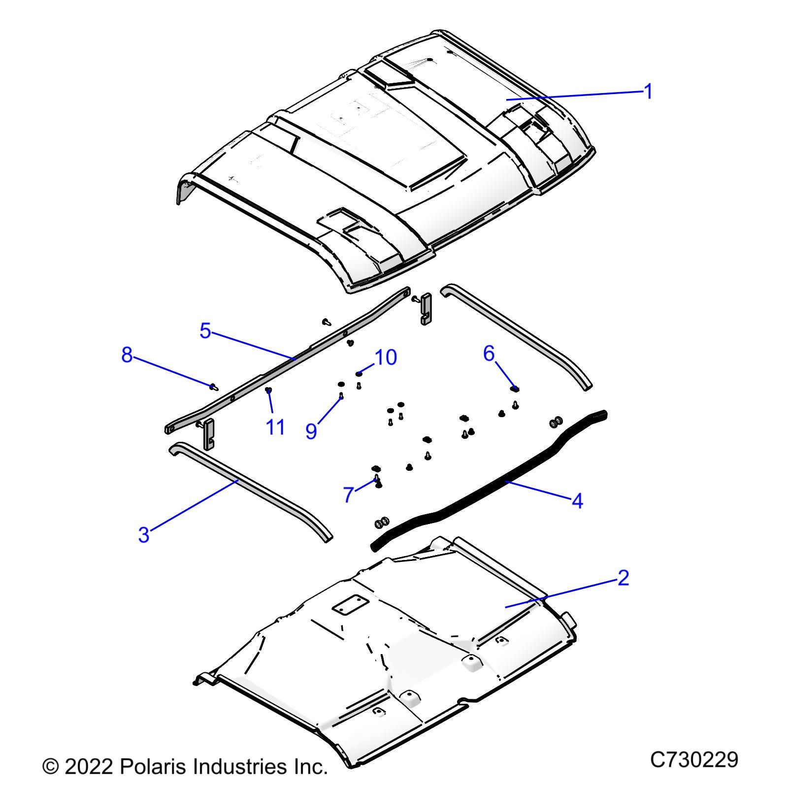 BODY ROOF LINER AND SEALS POUR RANGER 570 NSTR 2022 Esprit-POLARIS.com ...