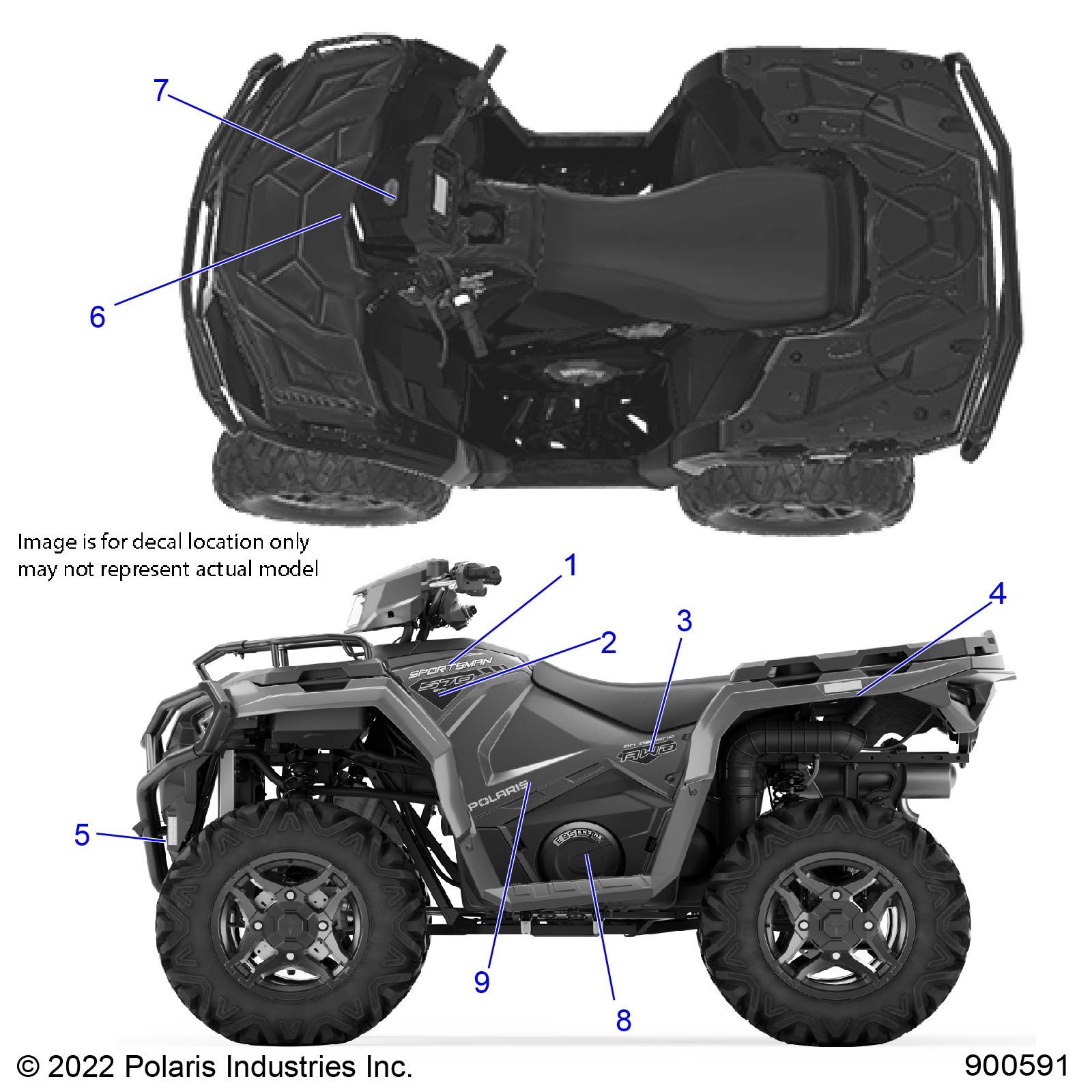 CARROSSERIE AUTOCOLLANTS GRAPHIQUE POUR SPORTSMAN 570 EPS 2023