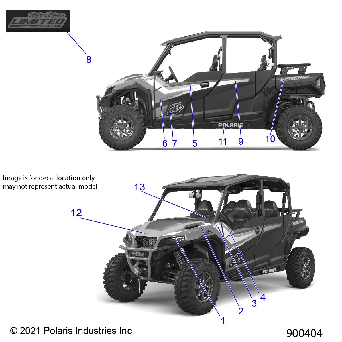 CARROSSERIE AUTOCOLLANTS POUR GENERAL XP4 1000 DELUXE LIMITED LE TROY LEE 2022