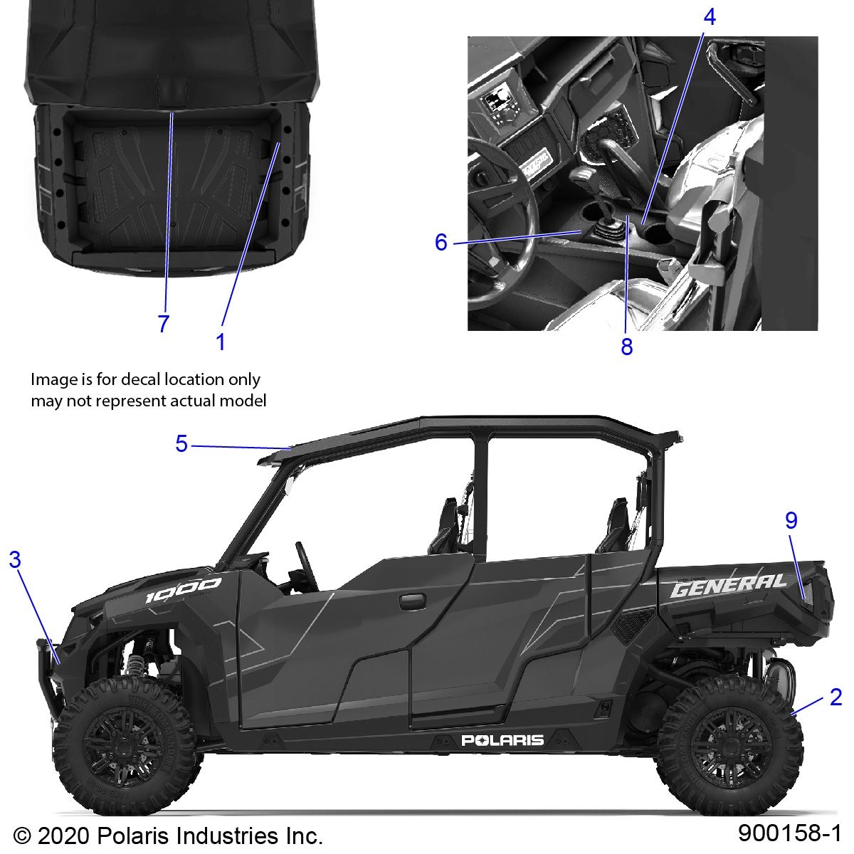 CARROSSERIE AUTOCOLLANTS AVERTISSEMENT POUR GENERAL XP4 1000 PREMIUM 2023