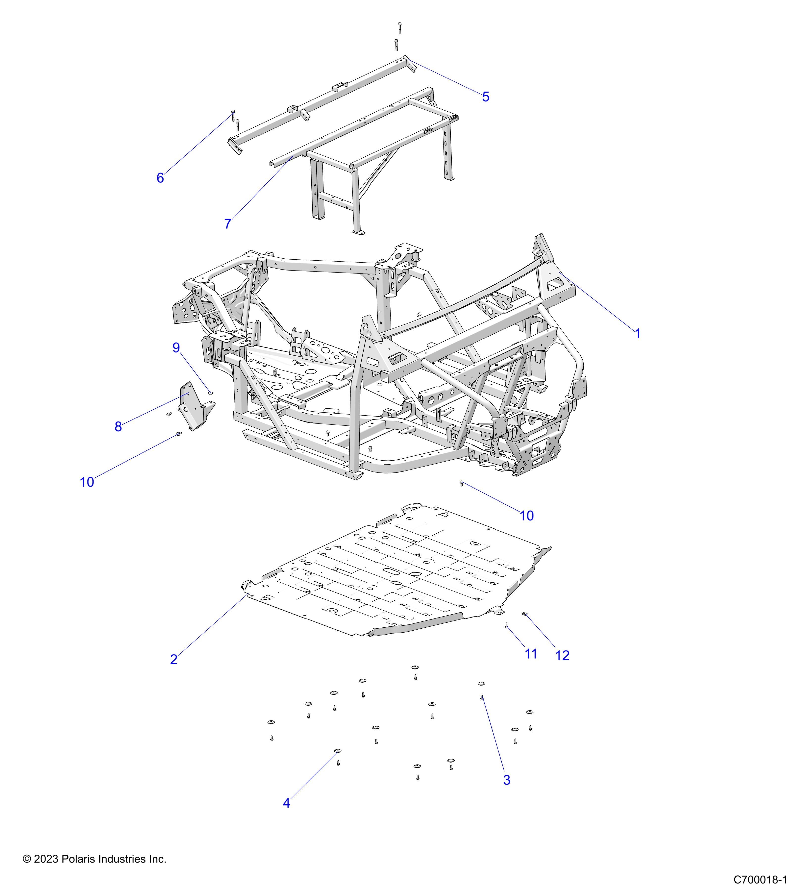 CHASSIS CHASSIS PRINCIPAL ET PLAQUES DE PROTECTION POUR RANGER XP 1000 PS HD 2025