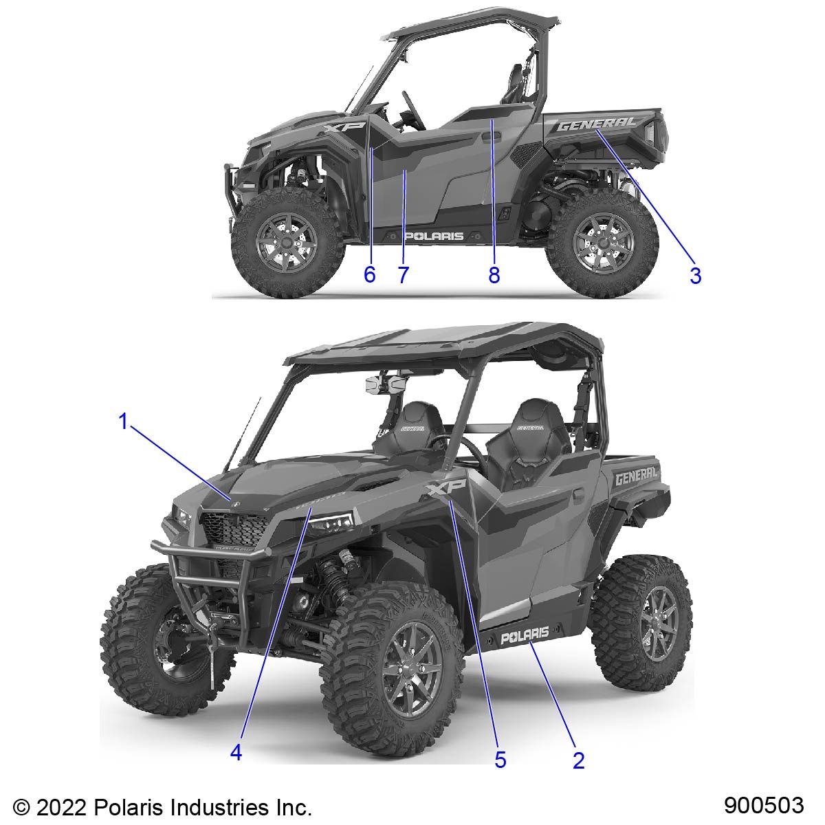 CARROSSERIE AUTOCOLLANTS POUR GENERAL XP 1000 PREMIUM 2023