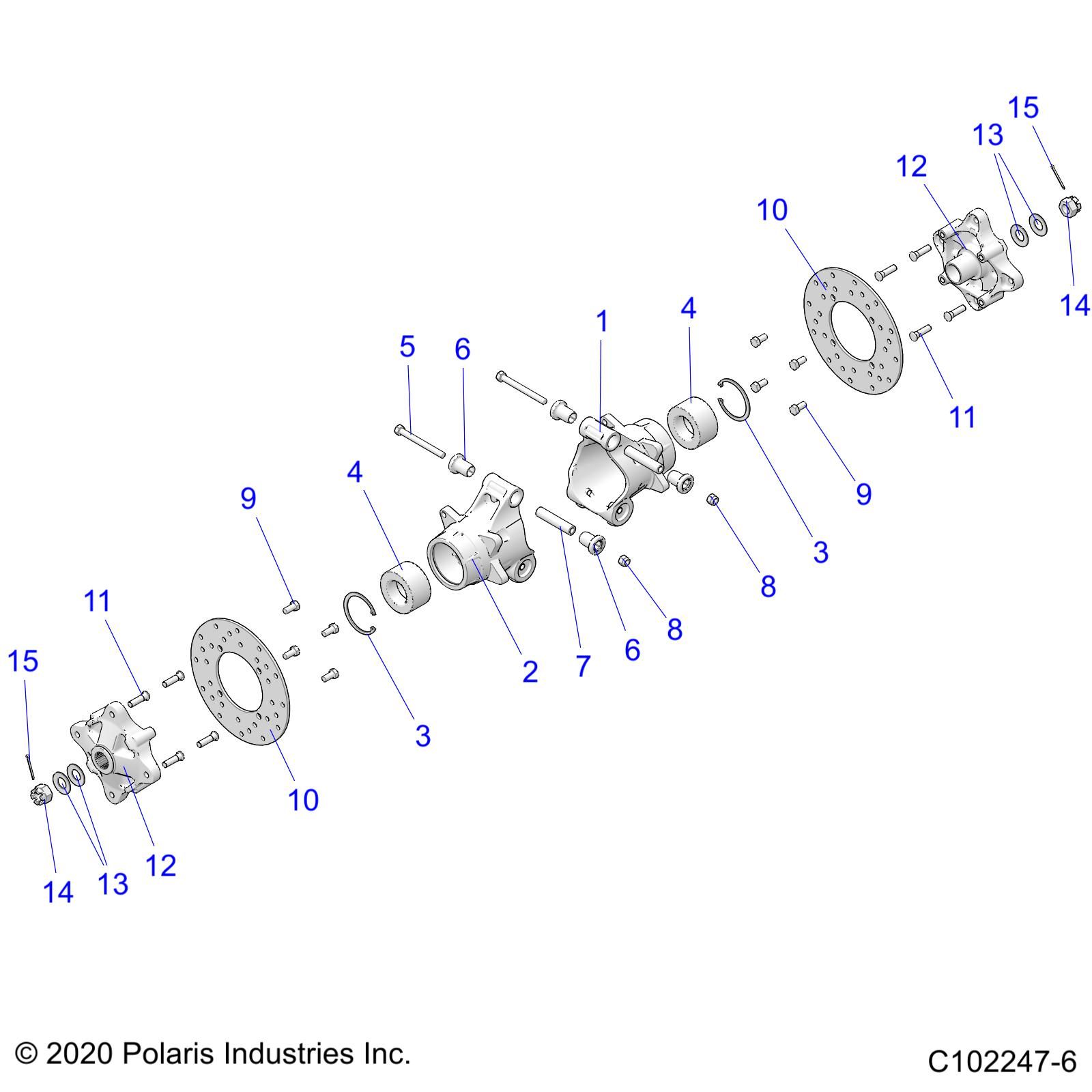 SUSPENSION REAR HUBS CARRIER AND BRAKE DISC POUR SPORTSMAN 570 X2 EUZUG TRACTOR R01 2023