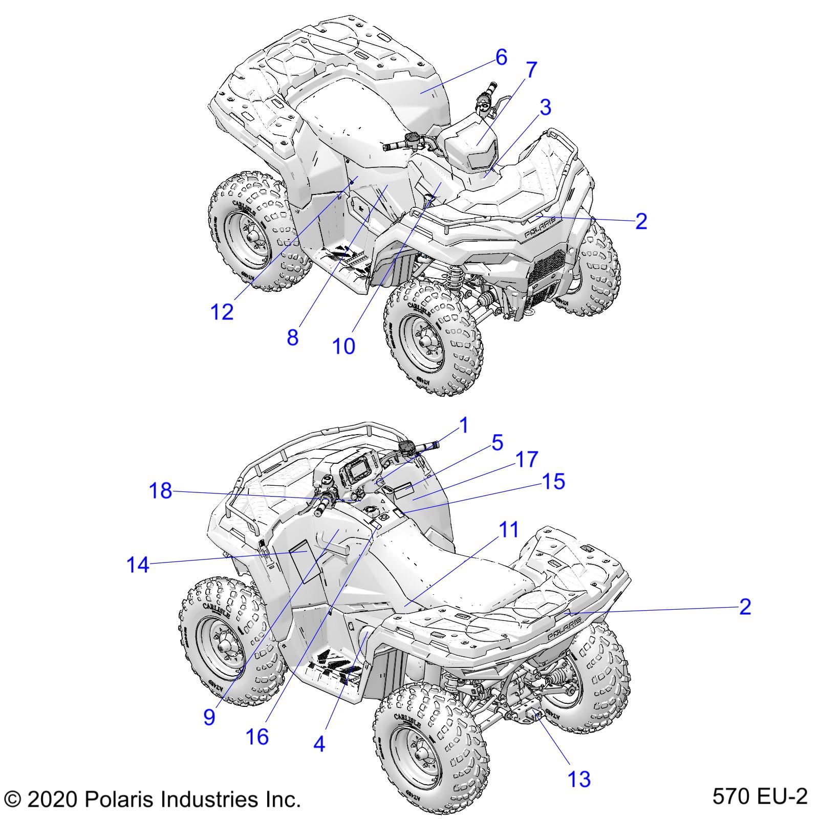 CARROSSERIE AUTOCOLLANTS POUR SPORTSMAN 570 PREMIUM EUZUG TRACTOR 2022