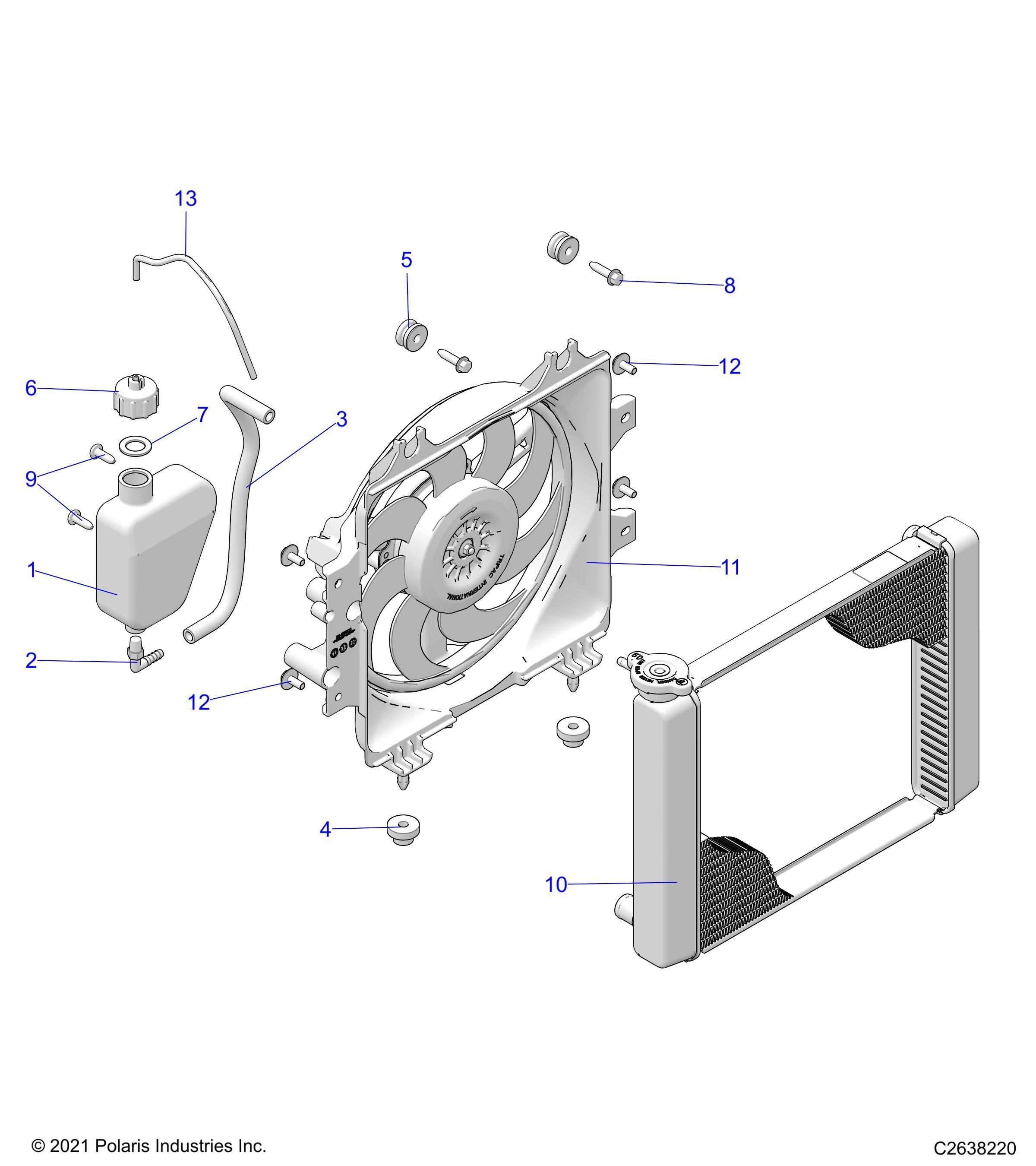 MOTEUR SYSTEME DE REFROIDISSEMENT RADIATOR VENTILATEUR ET BOUTEILLE DE DEBORDEMENT POUR SPORTSMAN 570 EPS EUZUG TRACTOR 2024