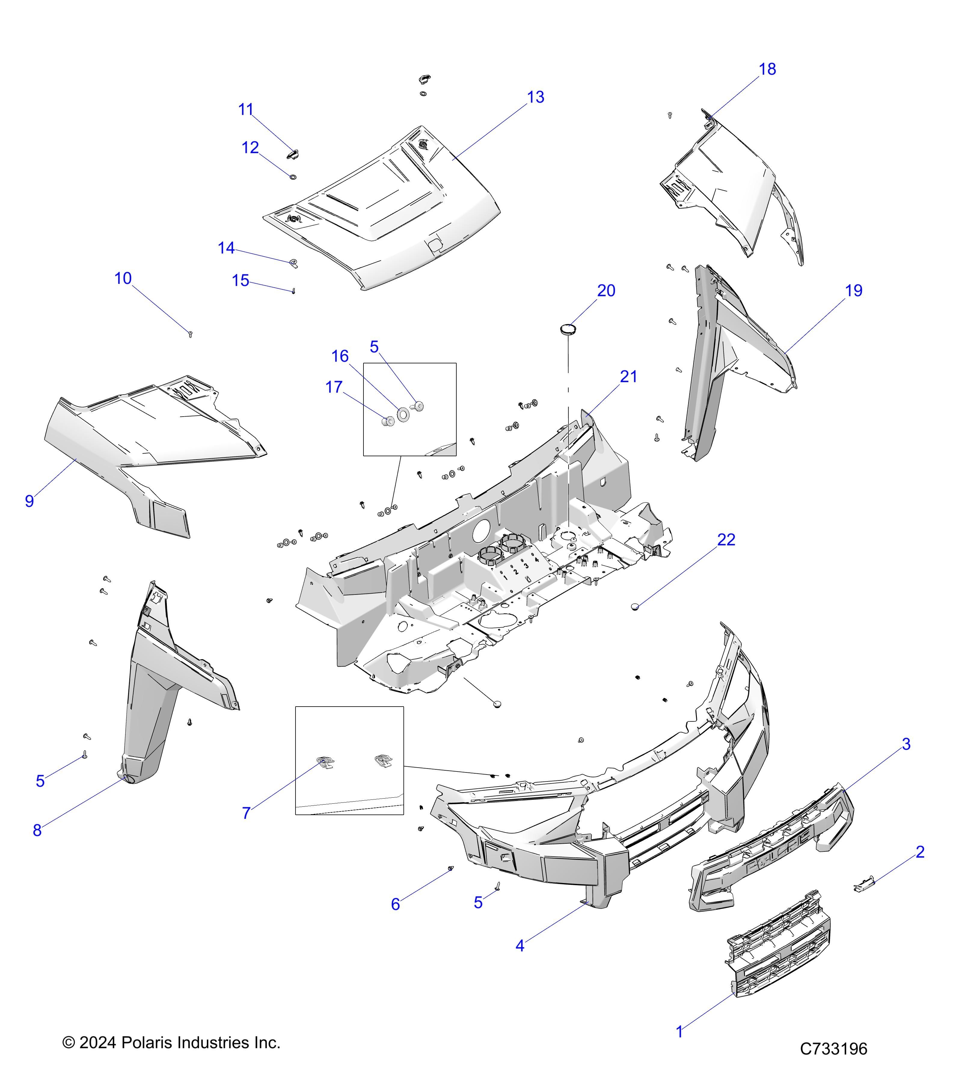 CARROSSERIE CAPOT ET FACE AVANT POUR RANGER XP 1000 PS HD 2025