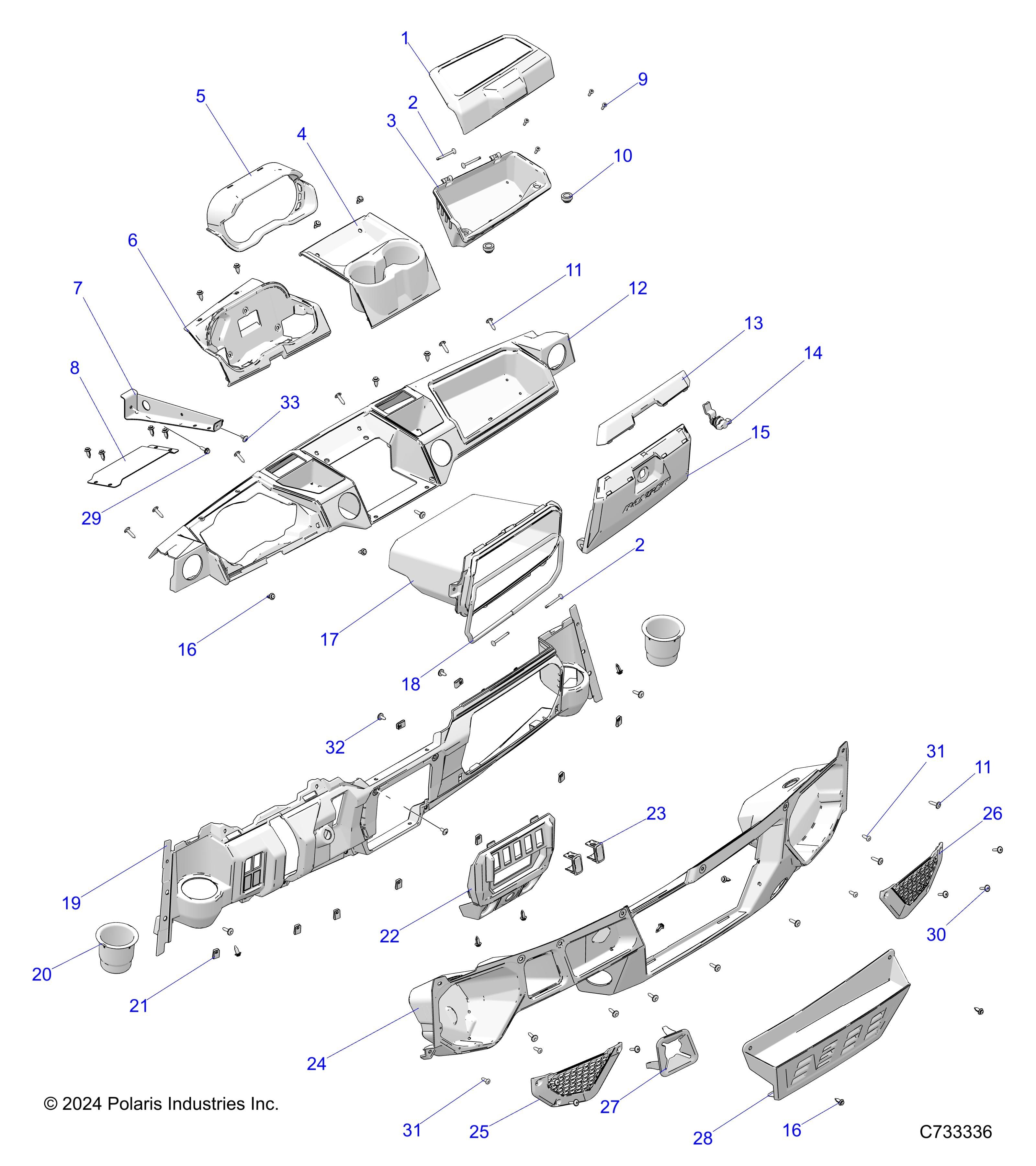 CARROSSERIE TABLEAU DE BORDS POUR RANGER XP 1000 TRACTOR NORDIC PRO 2025