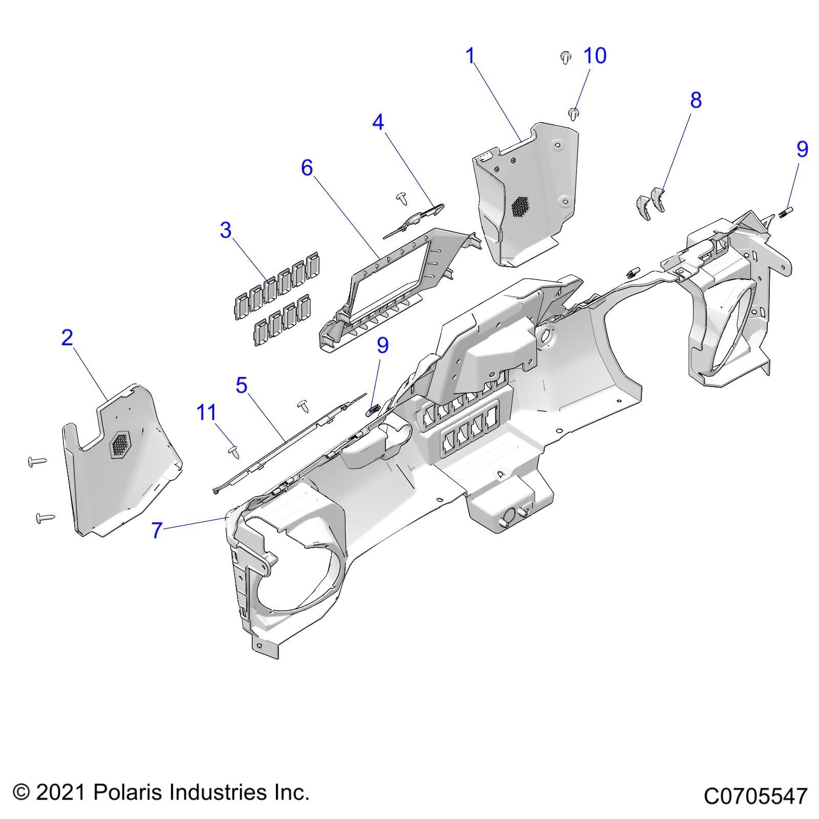 CARROSSERIE TABLEAU DE BORDS INFERIEUR POUR RZR PRO XP 4 PREMIUM EVAP 2022