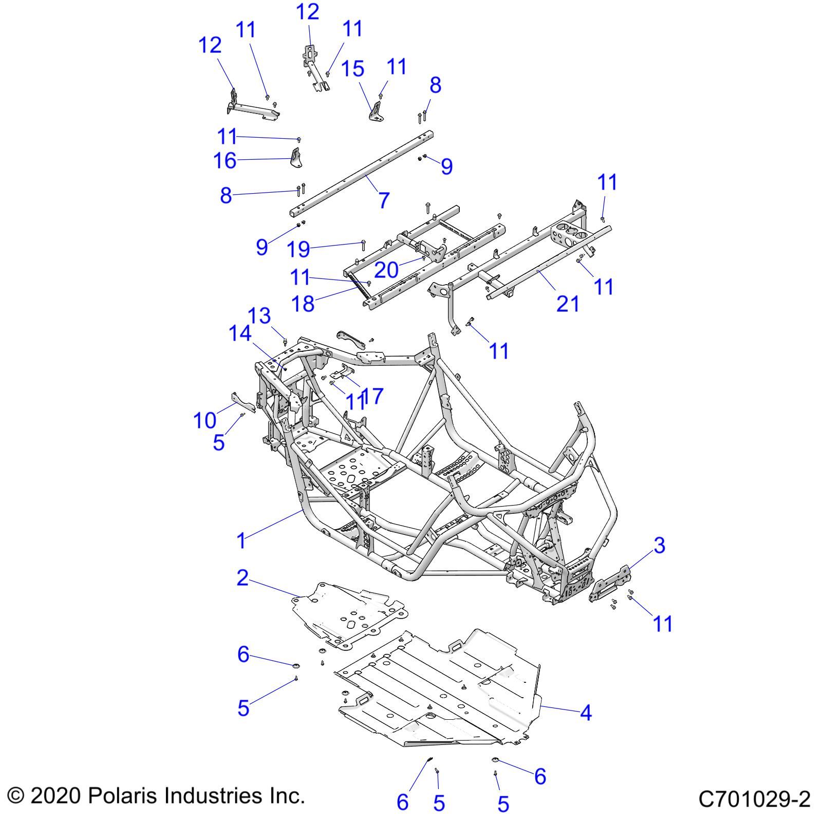 CHASSIS MAIN FRAME AND SKID PLATE POUR RZR 900 TRAIL (R02) 2023