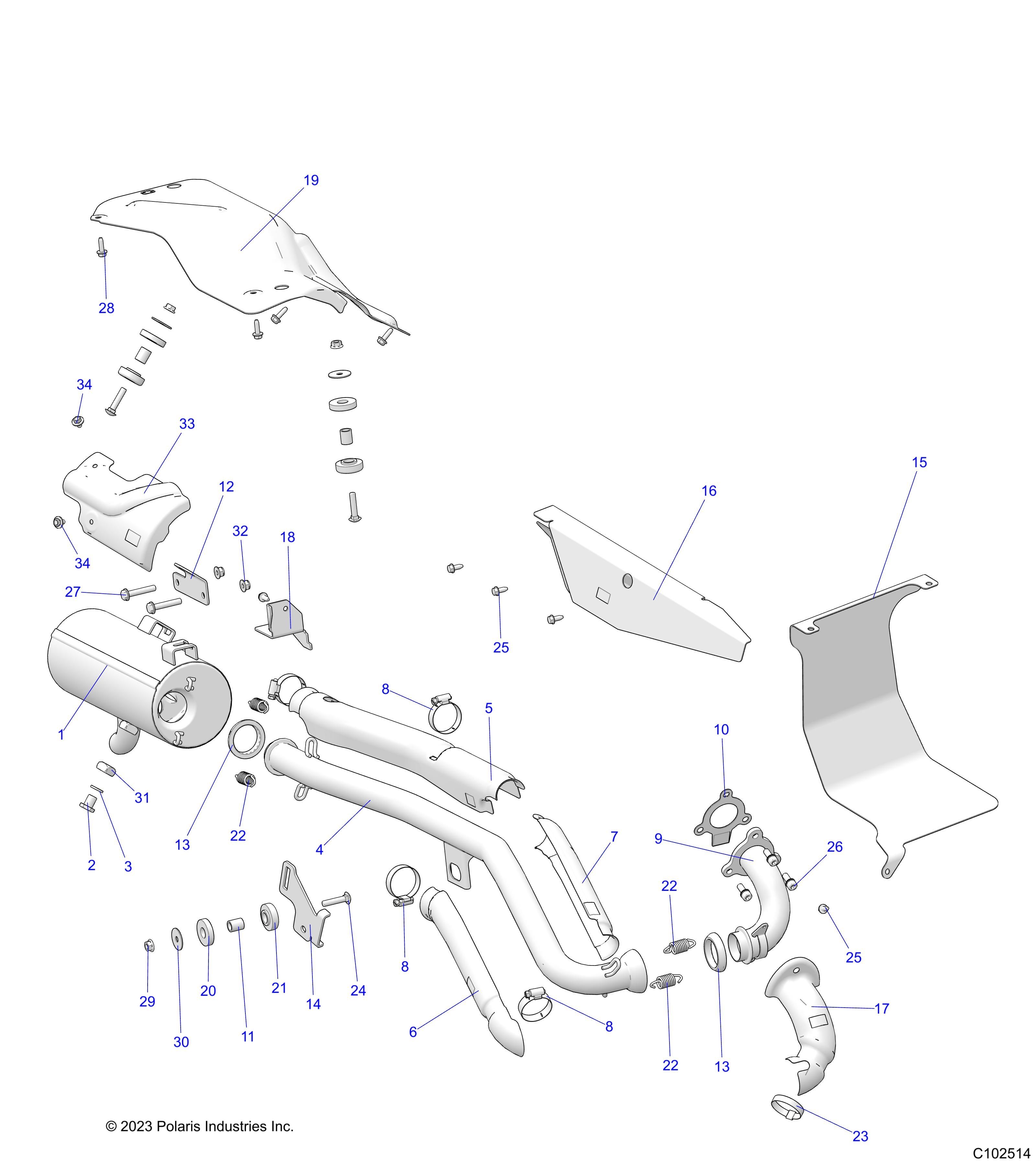 MOTEUR ECHAPPEMENT POUR SPORTSMAN 570 EPS EBS TRAIL PACKAGE 2024