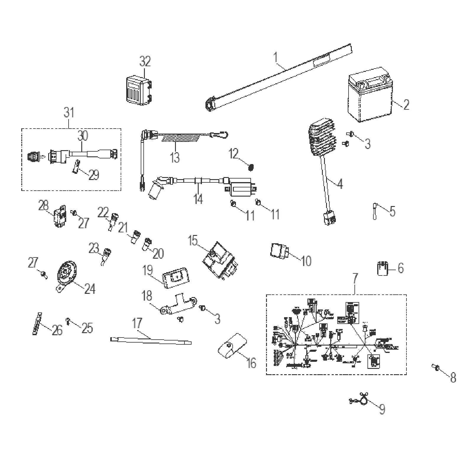 ELECTRIQUE INTERRUPTEURS FAISCEAU ET INDICATEURS POUR OUTLAW 110 2020