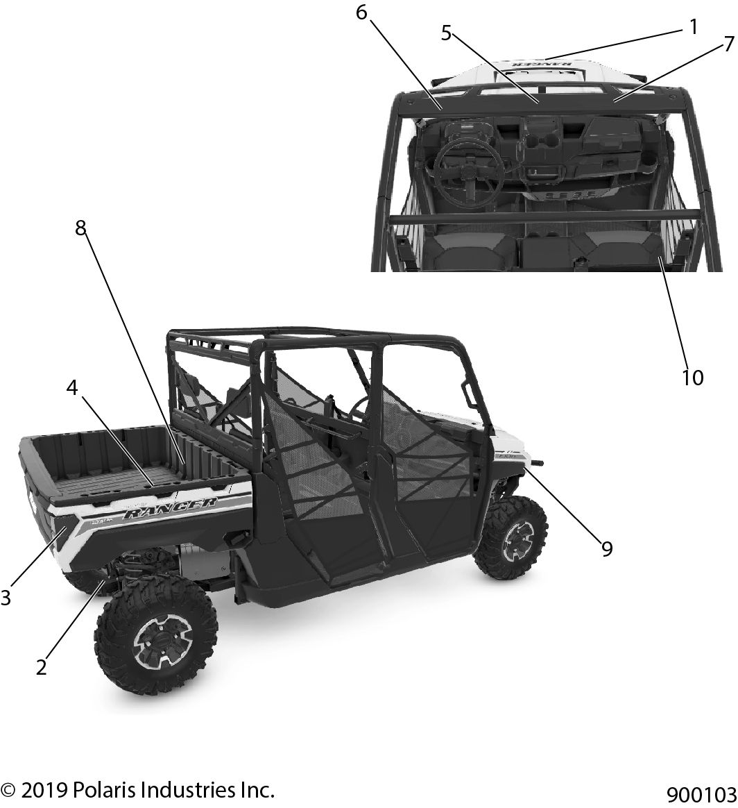 CARROSSERIE AUTOCOLLANTS COMMUN POUR RANGER CREW XP1000 NSTR ULTIMATE AUD 2020