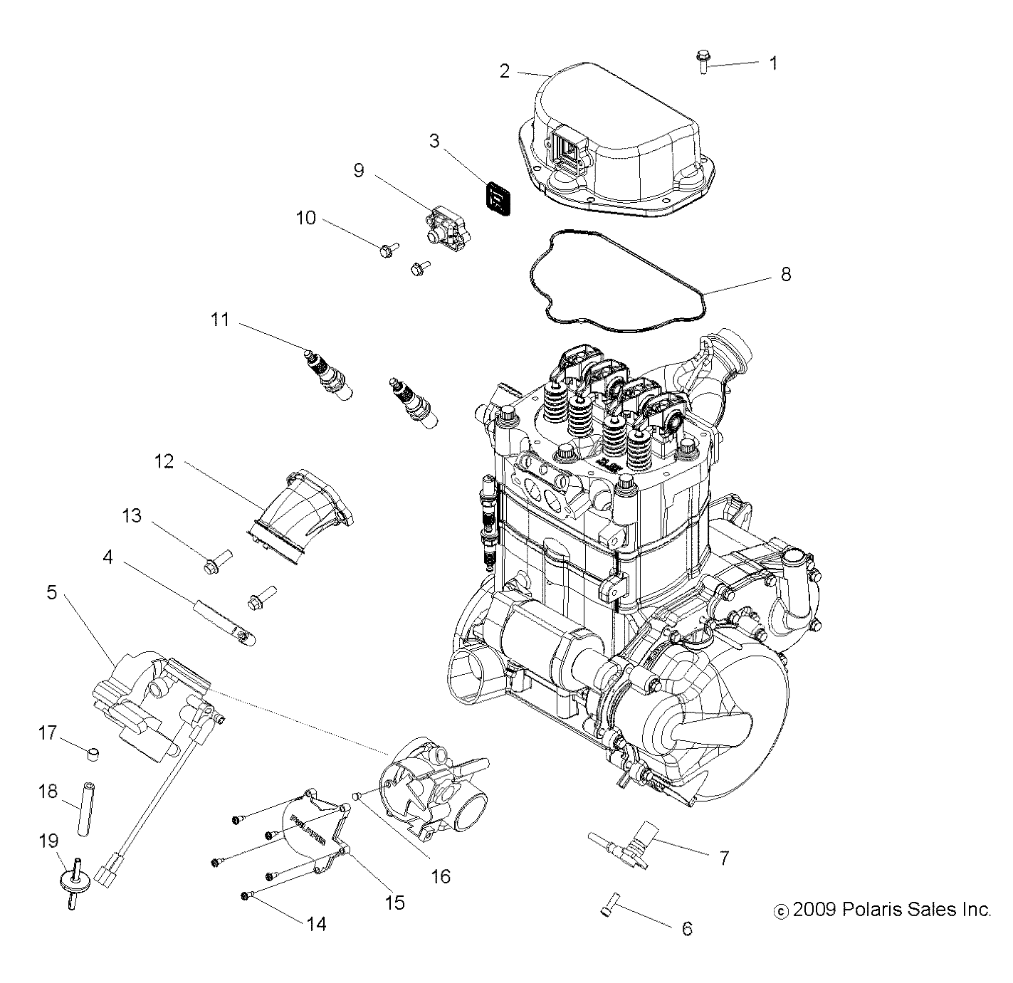 MOTEUR ACCELERATEUR ET COUVERCLE DE SOUPAPES POUR RZR 800 EFI 2010