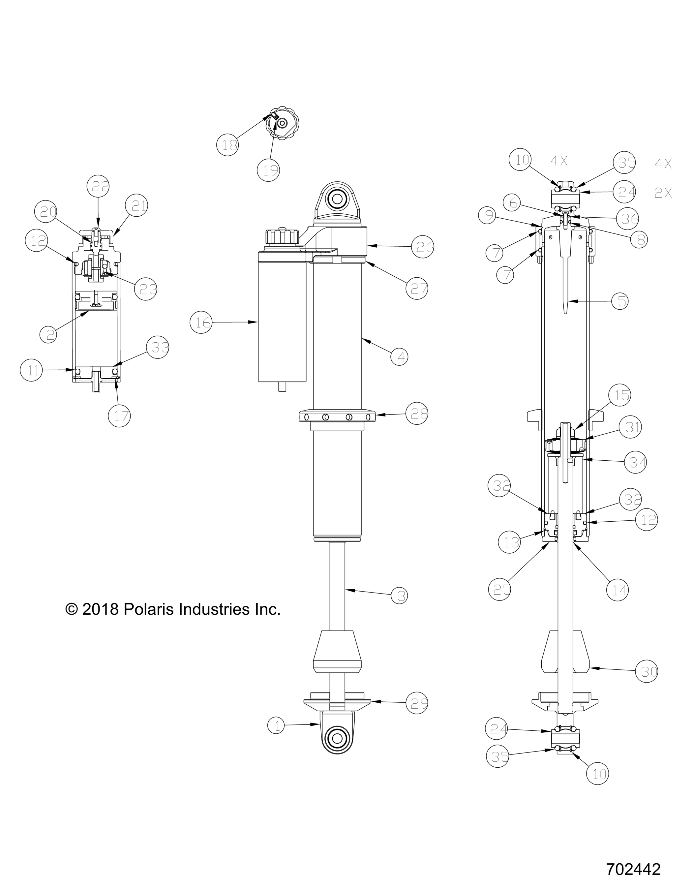 SUSPENSION FRONT SHOCK INTERNALS POUR RZR TRAIL S 1000 EPS EUTRACTOR INTL R02 2023