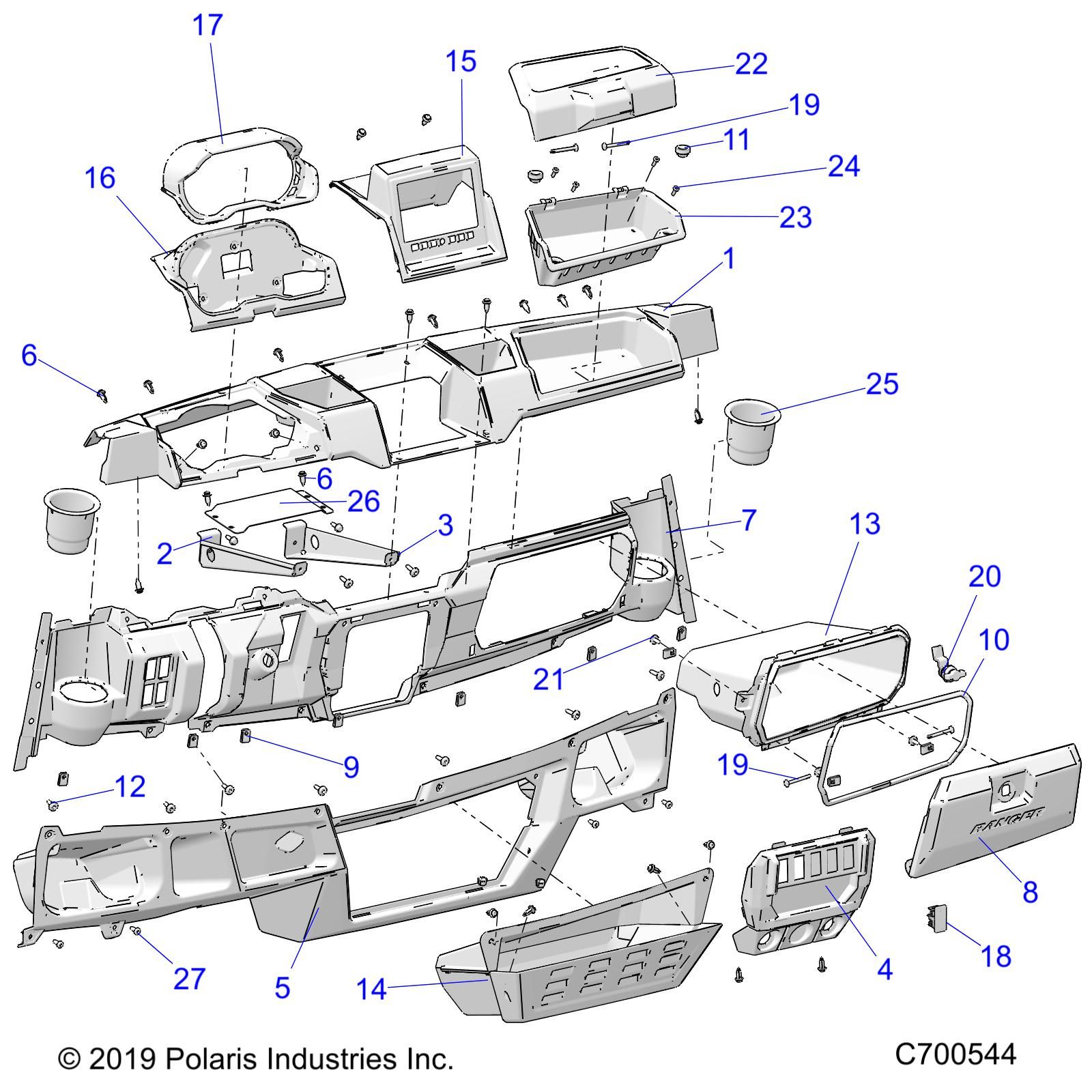 CARROSSERIE TABLEAU DE BORDS RC POUR RANGER CREW XP 1000 49S FACTORY CHOICE 2019